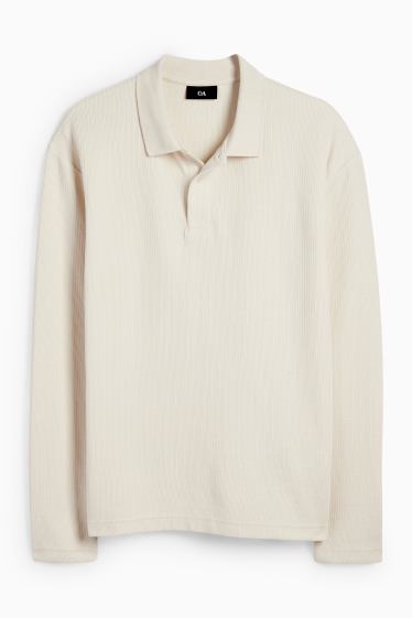 Home - Polo - regular fit - texturat - blanc trencat