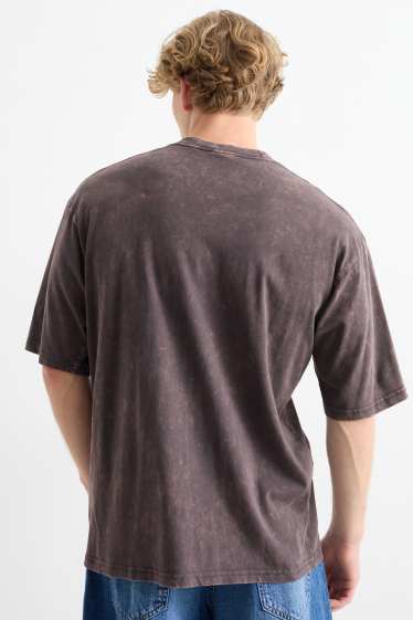 Herren - T-Shirt - Oversized - gemustert - dunkelgrau