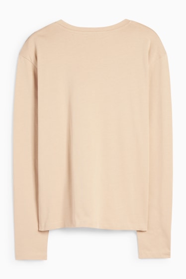 Damen - Basic-Langarmshirt - geblümt - beige