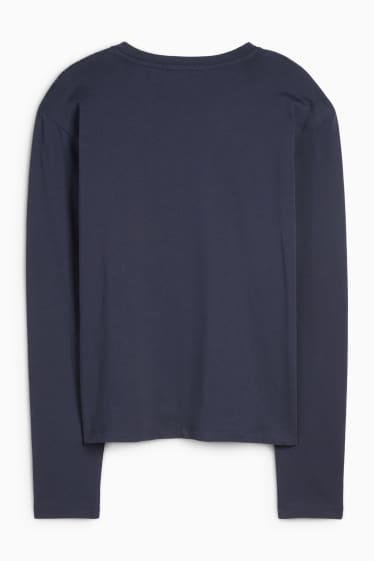 Women - Basic long sleeve top - floral - dark blue