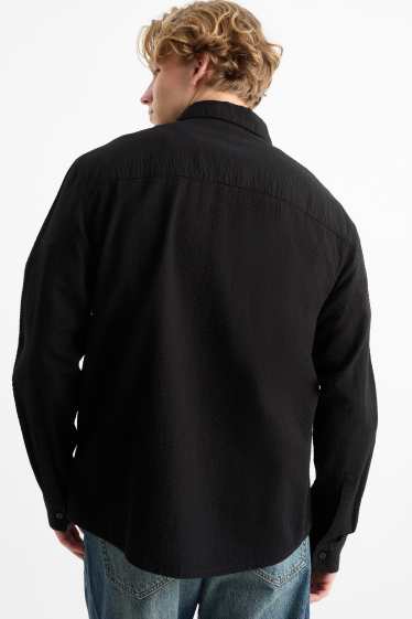 Home - Camisa - relaxed fit - Kent - texturada - negre