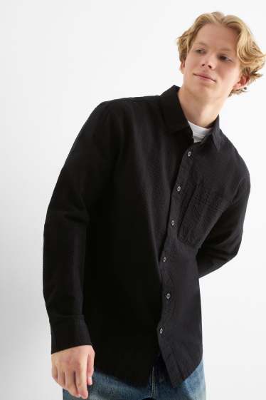 Home - Camisa - relaxed fit - Kent - texturada - negre