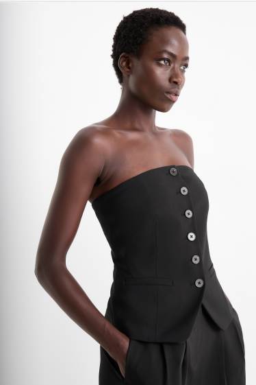 Women - Business waistcoat - body fit - black