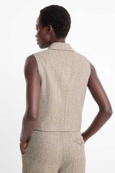 Damen - Business-Weste - Regular Fit - strukturiert - grau-melange