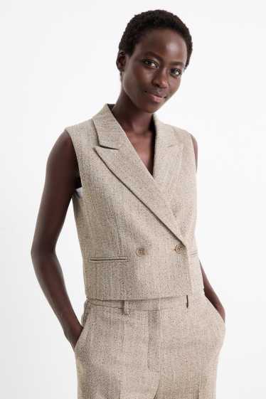 Damen - Business-Weste - Regular Fit - strukturiert - grau-melange
