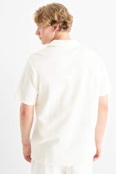 Bărbați - Tricou polo din tricot - relaxed fit - structurat - alb