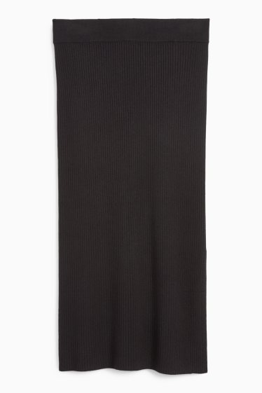 Femei - Fustă din tricot - reiată - negru