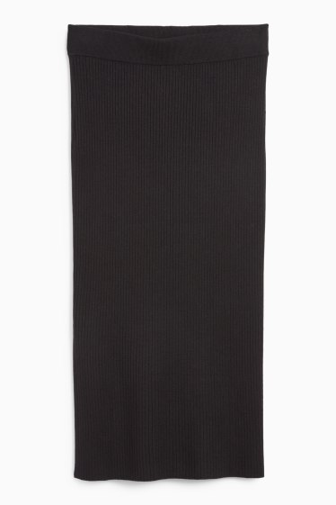 Femei - Fustă din tricot - reiată - negru