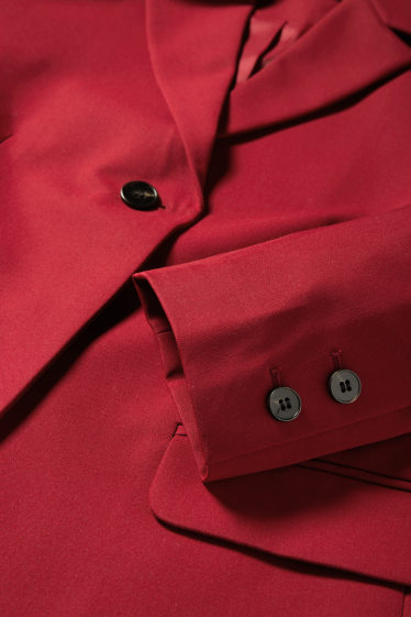 Damen - Longblazer - tailliert - dunkelrot