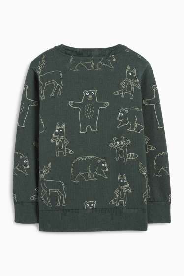 Kinder Jungen - Wildtiere - Pullover - dunkelgrün
