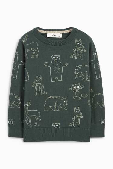 Kinder Jungen - Wildtiere - Pullover - dunkelgrün