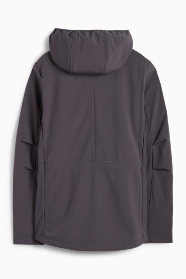 Damen - Softshelljacke mit Kapuze - wasserabweisend - 4 Way Stretch - dunkelgrau