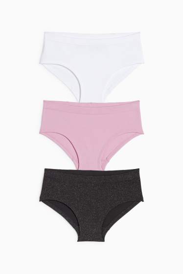 Kinderen: meisjes - Set van 3 - slip - geribd - donkergrijs