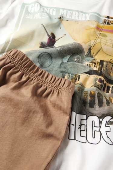 Kinder Jungen - One Piece - Pyjama - 2 teilig - weiss / beige