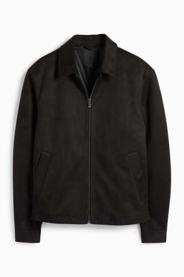 Herren - Blouson - Velourslederimitat - schwarz