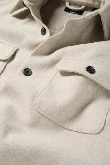 Heren - Overhemdjas - relaxed fit - kent - licht beige