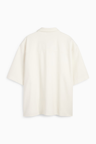 Pánské - Košile - relaxed fit - klopový límec - strukturovaná - světle béžová
