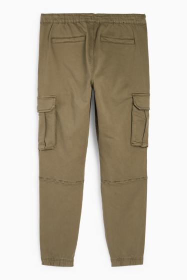 Pánské - Cargo kalhoty - tapered fit - LYCRA® - zelená