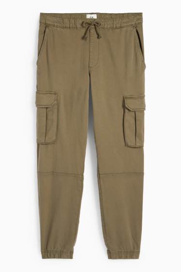 Pánské - Cargo kalhoty - tapered fit - LYCRA® - zelená