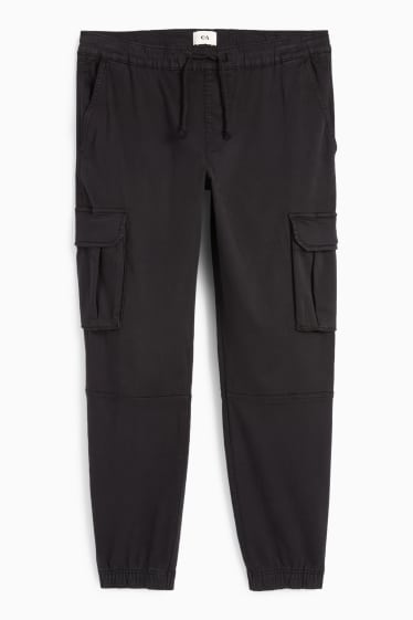 Bărbați - Pantaloni cargo - tapered fit - LYCRA® - negru