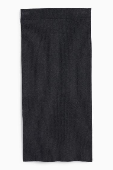 Donna - Gonna in maglia - a coste - grigio scuro
