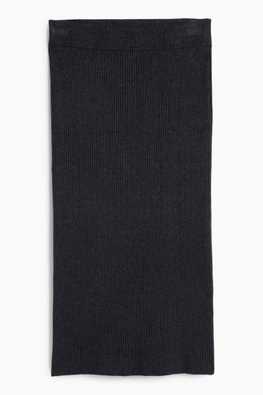 Donna - Gonna in maglia - a coste - grigio scuro