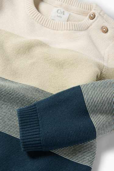 Baby Buben - Baby-Pullover - gestreift - blau / beige