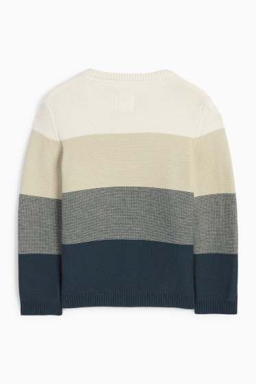 Baby Buben - Baby-Pullover - gestreift - blau / beige