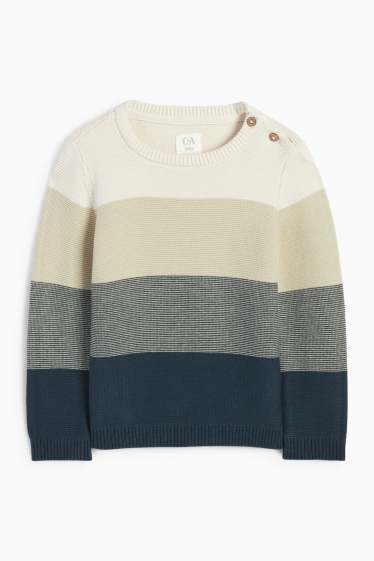 Baby Buben - Baby-Pullover - gestreift - blau / beige