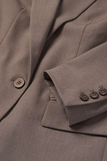 Dames - Lange blazer - relaxed fit - bruin-mix