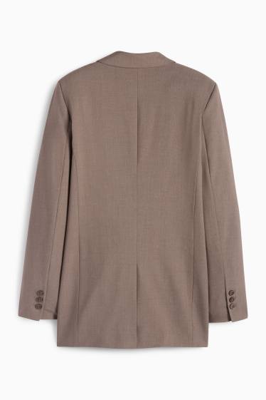 Dames - Lange blazer - relaxed fit - bruin-mix