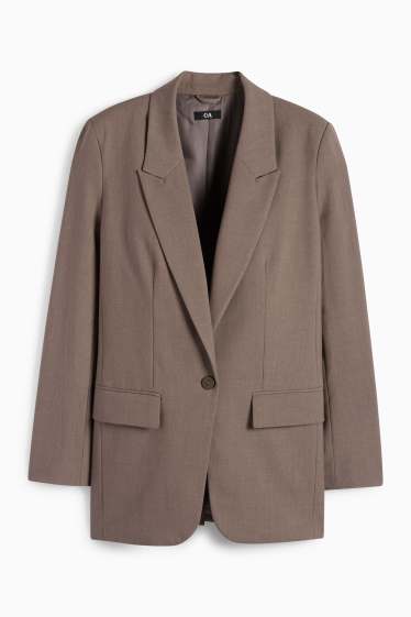 Dames - Lange blazer - relaxed fit - bruin-mix