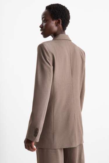Dames - Lange blazer - relaxed fit - bruin-mix