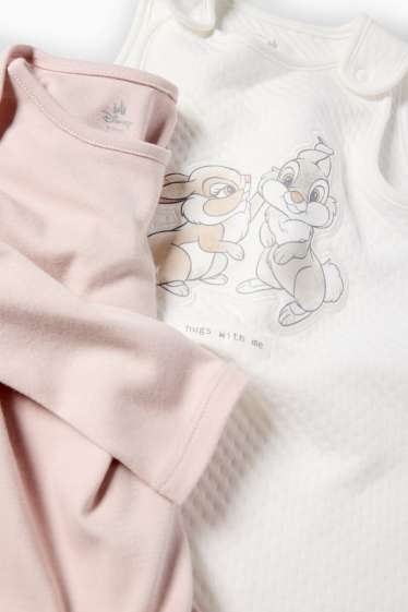 Baby Mädchen - Bambi - Strampler-Set - 2 teilig - weiss / rosa