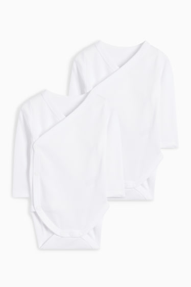 Unisex - Confezione da 2 - body incrociato per neonati - bianco