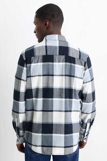 Pánské - Košile - regular fit - kent - kostkovaná - modrá