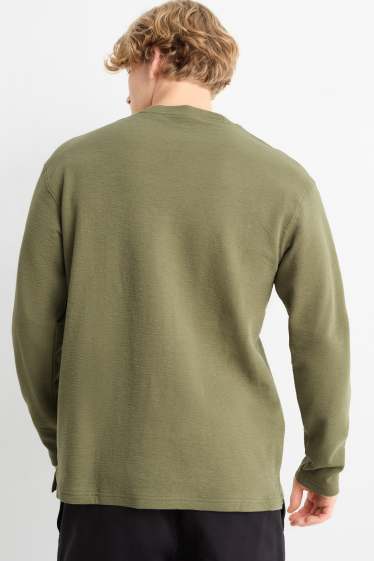 Heren - Longsleeve - met structuur - groen