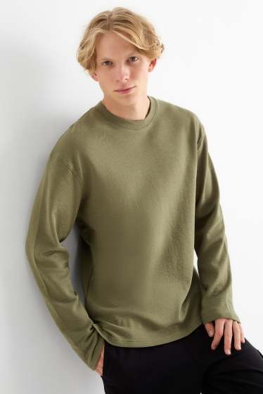 Heren - Longsleeve - met structuur - groen