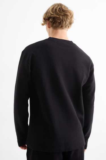 Herren - Langarmshirt - strukturiert - schwarz