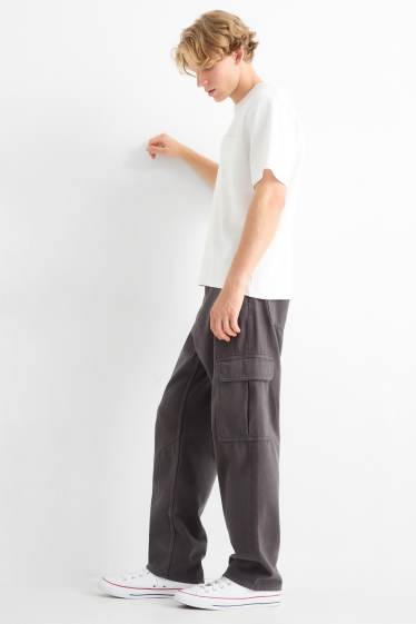 Hommes - Pantalon cargo - relaxed fit - gris foncé