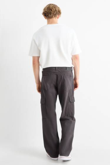 Hommes - Pantalon cargo - relaxed fit - gris foncé