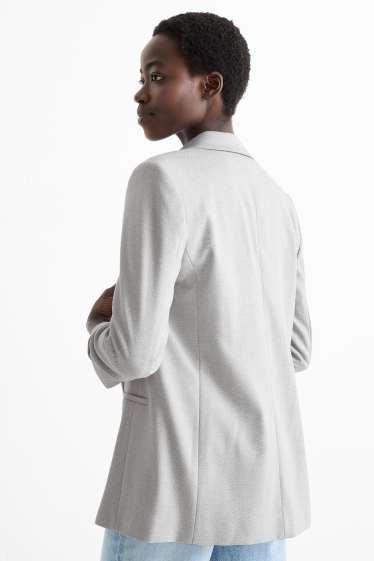 Women - Long blazer - regular fit - textured - light gray
