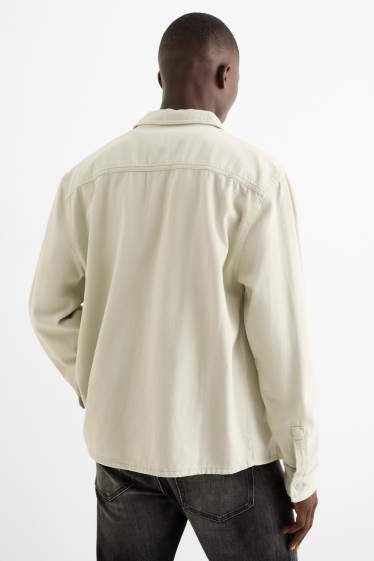 Hommes - Chemise en jean - relaxed fit - col kent - vert menthe