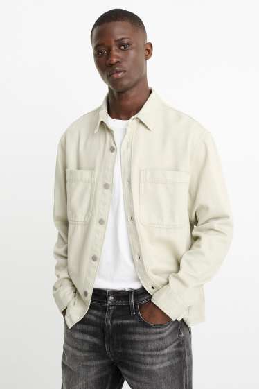 Hommes - Chemise en jean - relaxed fit - col kent - vert menthe
