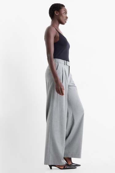 Women - Business trousers - mid-rise waist - relaxed fit - pinstripes - gray