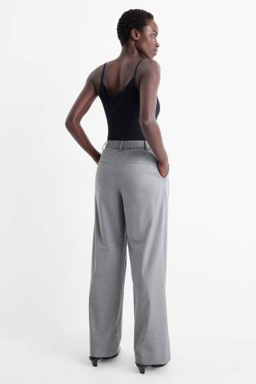 Women - Business trousers - mid-rise waist - relaxed fit - pinstripes - gray