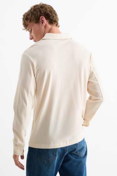 Heren - Poloshirt - regular fit - met structuur - licht beige