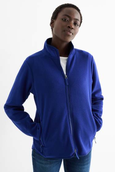 Femei - Hanorac de fleece cu fermoar basic - albastru închis