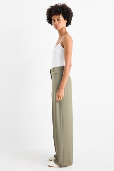 Femmes - Pantalon de bureau - high waist - relaxed fit - kaki
