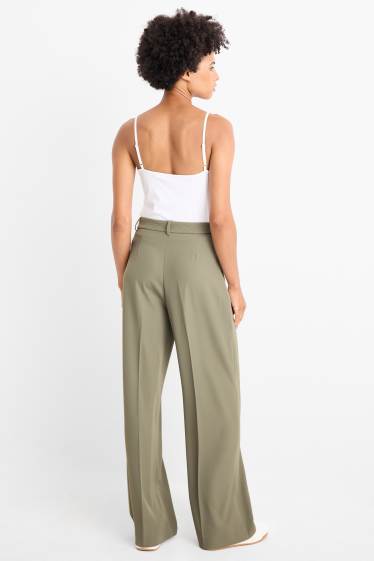 Femmes - Pantalon de bureau - high waist - relaxed fit - kaki